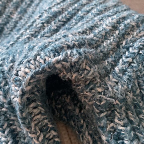 🩵J.CREW Teal and White Knit Marled Mockneck Sweater - Picture 8 of 8